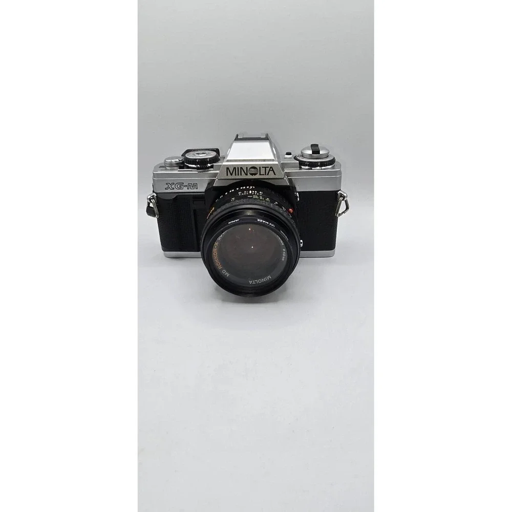Minolta XG-M SLR Film Camera Black Silver tested Lens, Manuals, Accessories, Bag